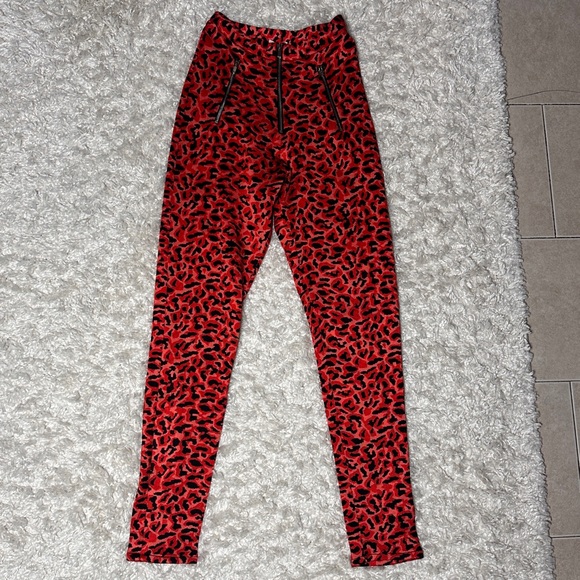 EUC Mistress Rocks Red Leopard Bandage Leggings - Picture 3 of 7